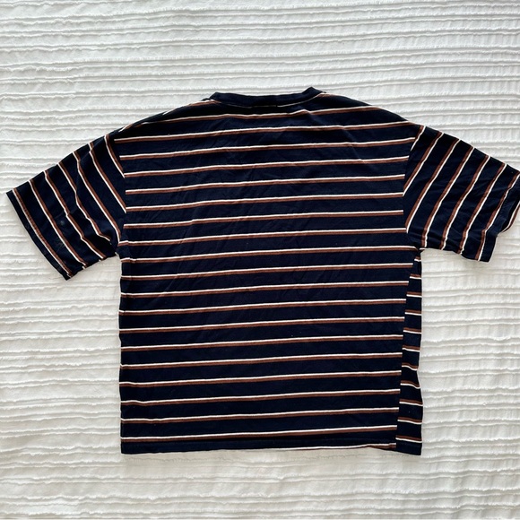Boxy OversizedStriped Navy, Brown and White T-Shirt - Picture 13 of 14